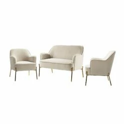 Best Pirce 🔥 Velvet 3 Piece Living Room Set loveseat chair | Karat Home 🎉 -Living Room Chairs Sales unnamed file 5247
