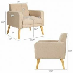 Top 10 🌟 Costway Set of 2 Accent Chair Upholstered Single Sofa Armchair w/ Wooden Legs 🎁