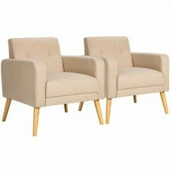 Top 10 🌟 Costway Set of 2 Accent Chair Upholstered Single Sofa Armchair w/ Wooden Legs 🎁 -Living Room Chairs Sales unnamed file 5274