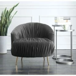 Wholesale 🤩 Penelope Ruched Accent Armchair - Picket House Furnishings Gunmetal 🎁 -Living Room Chairs Sales unnamed file 5341