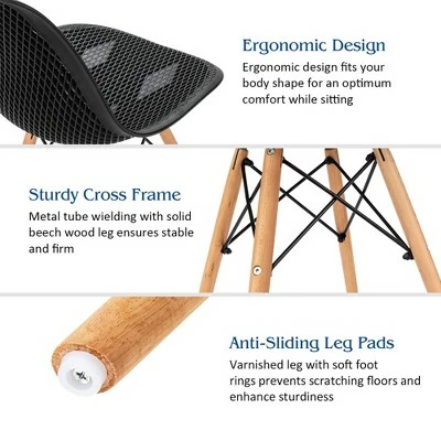 Flash Sale π Costway Set of 4 Plastic Hollow Out Chair Mid Century Modern Wood-Leg Seat White π 9 Flash Sale π Costway Set of 4 Plastic Hollow Out Chair Mid Century Modern Wood-Leg Seat White π - Image 7