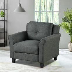 Top 10 🎁 Costway Accent Chair Upholstered Fabric Single Sofa Chair w/Tufted Backrest Grey ✨