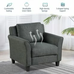 Top 10 🎁 Costway Accent Chair Upholstered Fabric Single Sofa Chair w/Tufted Backrest Grey ✨ -Living Room Chairs Sales unnamed file 5358