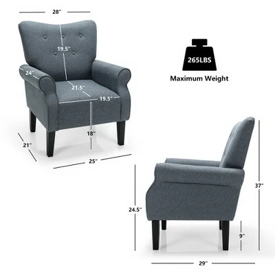 Wholesale 𧨠Costway Modern Accent Chair Fabric Armchair w/ Rubber Wood Legs & Tufted π 5 Wholesale 𧨠Costway Modern Accent Chair Fabric Armchair w/ Rubber Wood Legs & Tufted π - Image 3