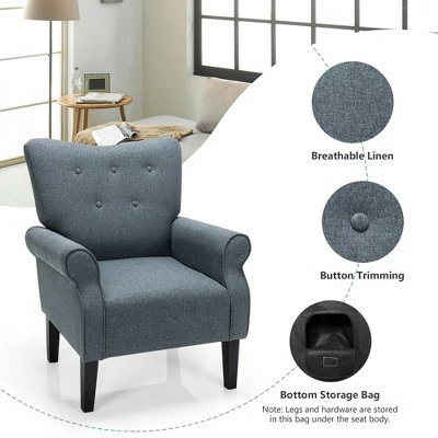 Wholesale 𧨠Costway Modern Accent Chair Fabric Armchair w/ Rubber Wood Legs & Tufted π 9 Wholesale 𧨠Costway Modern Accent Chair Fabric Armchair w/ Rubber Wood Legs & Tufted π - Image 7