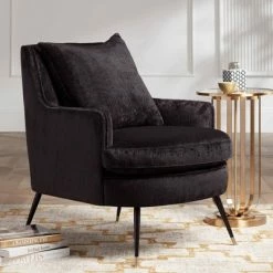 Discount 😀 Studio 55D Virginia Corduroy Charcoal Accent Chair 🌟