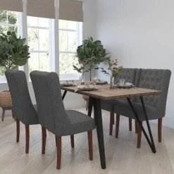 Best Pirce ❤️ Merrick Lane Harmony Button Tufted Parsons Chair with Side Panel Detail in Gray Fabric ⭐ -Living Room Chairs Sales unnamed file 5438