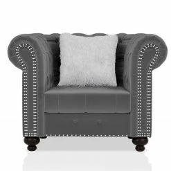 Hot Sale 💯 Paseo Button Tufted Chair with Nailhead Trim - miBasics Blue 🧨