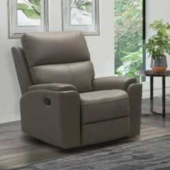 Hot Sale 🛒 Andrew Top Grain Leather Recliner - Abbyson Living Gray 🔥