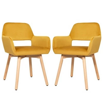 Outlet π Costway Set of 2 Modern Accent Armchairs Velvet Fabric Leisure Chairs Club Guest YellowBlue Grey π 14 Outlet π Costway Set of 2 Modern Accent Armchairs Velvet Fabric Leisure Chairs Club Guest YellowBlue Grey π - Image 12