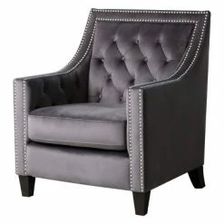 Buy 👍 Valerie Nailhead Tufted Accent Chair - Abbyson Living Black 🎁 -Living Room Chairs Sales unnamed file 5558
