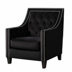 Buy 👍 Valerie Nailhead Tufted Accent Chair - Abbyson Living Black 🎁 -Living Room Chairs Sales unnamed file 5559