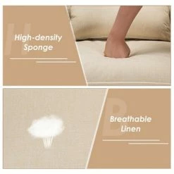 Coupon 👏 CostwayAccent Chair Upholstered Linen Armchair Sofa Chair w/Waist Pillow Grey 👍 -Living Room Chairs Sales unnamed file 5577