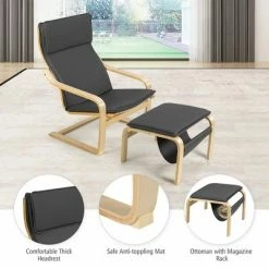 Top 10 ✨ Costway Relax Lounge Chair & Padded Ottoman Set w/ Magazine Rack Beige 😉 -Living Room Chairs Sales unnamed file 5588