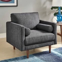 Top 10 ✨ Hayden Tapered Leg Armchair with Pillows - Inspire Q Heather Gray 👏
