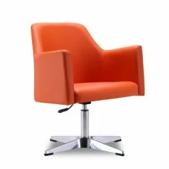 Coupon 🔔 Set of 2 Pelo Faux Leather Adjustable Height Swivel Accent Chairs Orange - Manhattan Comfort 🎉