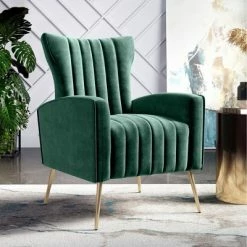 Promo 🤩 Gloucester Channel Tufted Armchair Velvet - Handy Living Turquoise Blue 🤩 -Living Room Chairs Sales unnamed file 5692