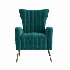 Promo 🤩 Gloucester Channel Tufted Armchair Velvet - Handy Living Turquoise Blue 🤩 -Living Room Chairs Sales unnamed file 5697