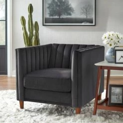 Cheap 😉 Paxton Channel Back Tuxedo Chair - Lifestorey Taupe 🤩 -Living Room Chairs Sales unnamed file 5712