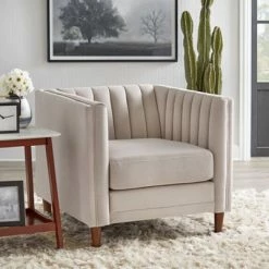 Cheap 😉 Paxton Channel Back Tuxedo Chair - Lifestorey Taupe 🤩 -Living Room Chairs Sales unnamed file 5714