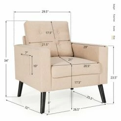 Cheap 🎉 Costway Set of 2 Upholstered Accent Chair Single Sofa Armchair w/ Wooden Legs 💯