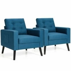Cheap 🎉 Costway Set of 2 Upholstered Accent Chair Single Sofa Armchair w/ Wooden Legs 💯 -Living Room Chairs Sales unnamed file 5751
