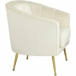 Deals 👍 55 Downing Street Leighton White Velvet and Gold Tufted Accent Chair ✨ -Living Room Chairs Sales unnamed file 5815