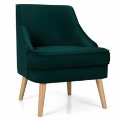 Hot Sale 🔔 Costway Accent Chair Velvet Upholstered Single Sofa with Rubber Wood Legs PinkGreenGrey 🛒 -Living Room Chairs Sales unnamed file 5882