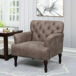 Best reviews of 🎁 Dion Tufted Upholstered Accent Chair - HOMES: Inside + Out Brown 🔥 -Living Room Chairs Sales unnamed file 5887