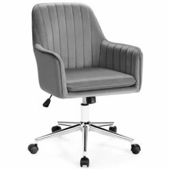 Outlet 💯 Costway Velvet Accent Office Armchair Adjustable Swivel Removable Cushion PinkBlueGrey ❤️ -Living Room Chairs Sales unnamed file 5957