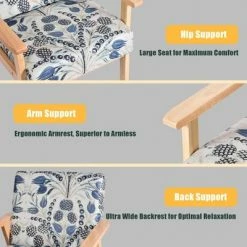 Buy 🤩 Costway Modern Accent Armchair Upholstered Lounge Chair w/Rubber Wood Leg Yellow Blue Floral 🔔 -Living Room Chairs Sales unnamed file 5965