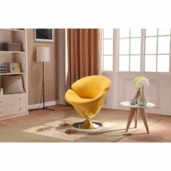 Cheap 🌟 Set of 2 Tulip Velvet Swivel Accent Chairs Yellow - Manhattan Comfort 😉