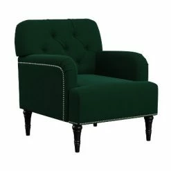 Wholesale ✨ Kibby Diamond Button Tufted Armchair Velvet - Handy Living Fawn Gray 🔥