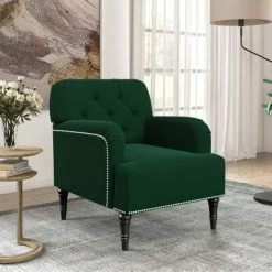 Wholesale ✨ Kibby Diamond Button Tufted Armchair Velvet - Handy Living Fawn Gray 🔥 -Living Room Chairs Sales unnamed file 6003