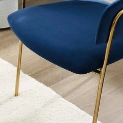 Flash Sale ❤️ Metal Frame Velvet Accent Chair Blue - HomeFare ✨ -Living Room Chairs Sales unnamed file 6058