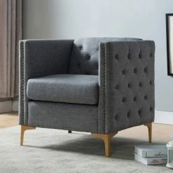 Best Sale ๐ Vern Upholstered Accent Chair Light Gray - miBasics ๐งจ