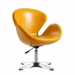 New โ๏ธ Set of 2 Raspberry Faux Leather Adjustable Swivel Chairs Yellow - Manhattan Comfort ๐