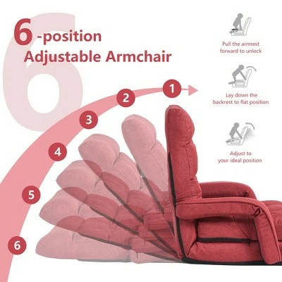 Brand new ✔️ Costway Folding Floor Armchair w/ 6-position Adjustable Back & Lumbar Pillow RedGrey 👏 6 Brand new ✔️ Costway Folding Floor Armchair w/ 6-position Adjustable Back & Lumbar Pillow RedGrey 👏 - Image 4