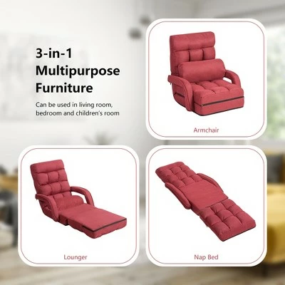 Brand new ✔️ Costway Folding Floor Armchair w/ 6-position Adjustable Back & Lumbar Pillow RedGrey 👏 8 Brand new ✔️ Costway Folding Floor Armchair w/ 6-position Adjustable Back & Lumbar Pillow RedGrey 👏 - Image 6