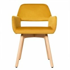 Promo 😉 Costway Set of 4 Modern Accent Armchairs Velvet Fabric Leisure Chairs Club Guest Yellow 🥰 -Living Room Chairs Sales unnamed file 6243