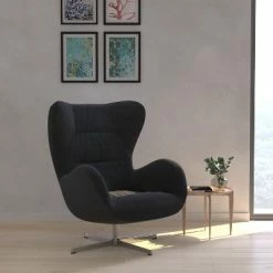 Best Sale ⌛ Merrick Lane Ergonomic High-Back Lounge Chair 360° Swivel Accent Chair Side Chair with 4 Star Alloy Base 🔔