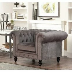 Hot Sale 🔔 Grand Lexington Armchair Gray - Abbyson Living 🎉