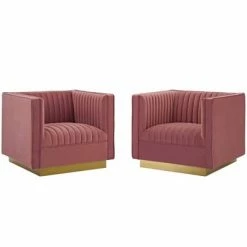 Buy 😉 Set of 2 Sanguine Vertical Tufted Upholstered Performance Velvet Armchairs - Modway Gray 🔔 -Living Room Chairs Sales unnamed file 6328