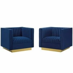Buy 😉 Set of 2 Sanguine Vertical Tufted Upholstered Performance Velvet Armchairs - Modway Gray 🔔 -Living Room Chairs Sales unnamed file 6330