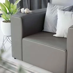 Cheapest 🔥 Mingle Vegan Leather Armchair - Modway Gray ⌛ -Living Room Chairs Sales unnamed file 6335