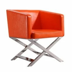 Deals 👍 Set of 2 Hollywood Faux Leather Lounge Accent Chairs Orange - Manhattan Comfort 👏
