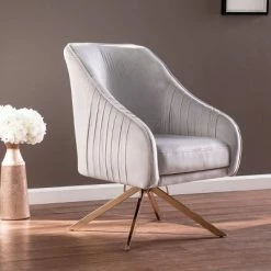 Best reviews of 🎉 Tralesford Upholstered Accent Chair Silver/Champagne - Aiden Lane 🌟 -Living Room Chairs Sales unnamed file 6472
