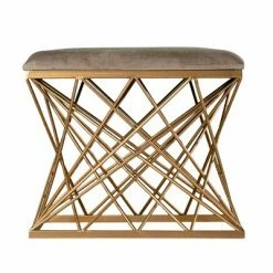 Best Pirce 💯 Stonmor Square Upholstered Stool Gray/Gold - Aiden Lane 😀 -Living Room Chairs Sales unnamed file 65