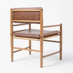 Outlet 🎁 Threshold Designed W/Studio McGee Layton Faux Leather Accent Chair with Wood Frame - Threshold™ designed with Studio McGee ✨