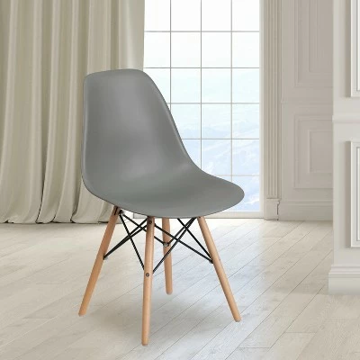 Hot Sale ✨ Flash Furniture Elon Series Plastic Chair with Wooden Legs ⌛ 3 Hot Sale ✨ Flash Furniture Elon Series Plastic Chair with Wooden Legs ⌛